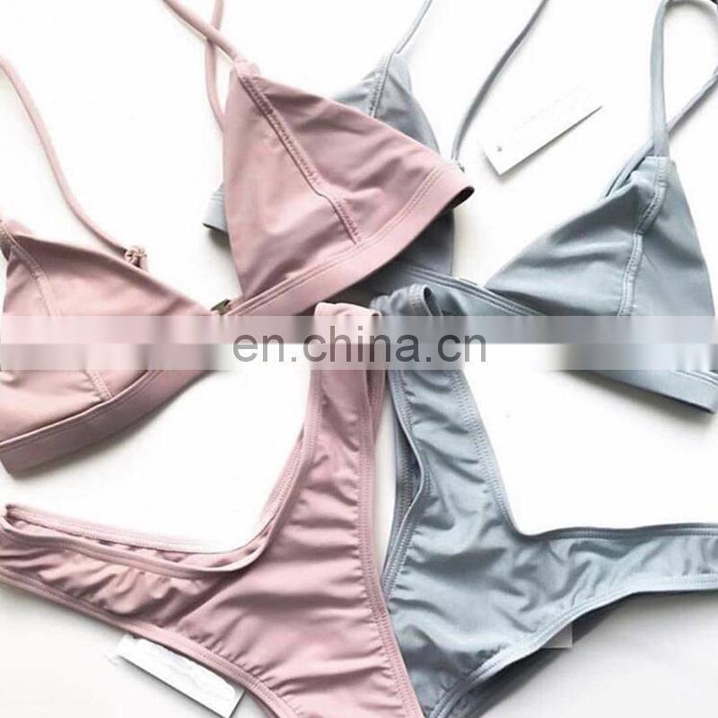 2019 Summer Swimwear Women Two Pieces Bikini Set Solid Padded Push Up Swimwear Swimsuit Pool badeanzug damen New Arrival