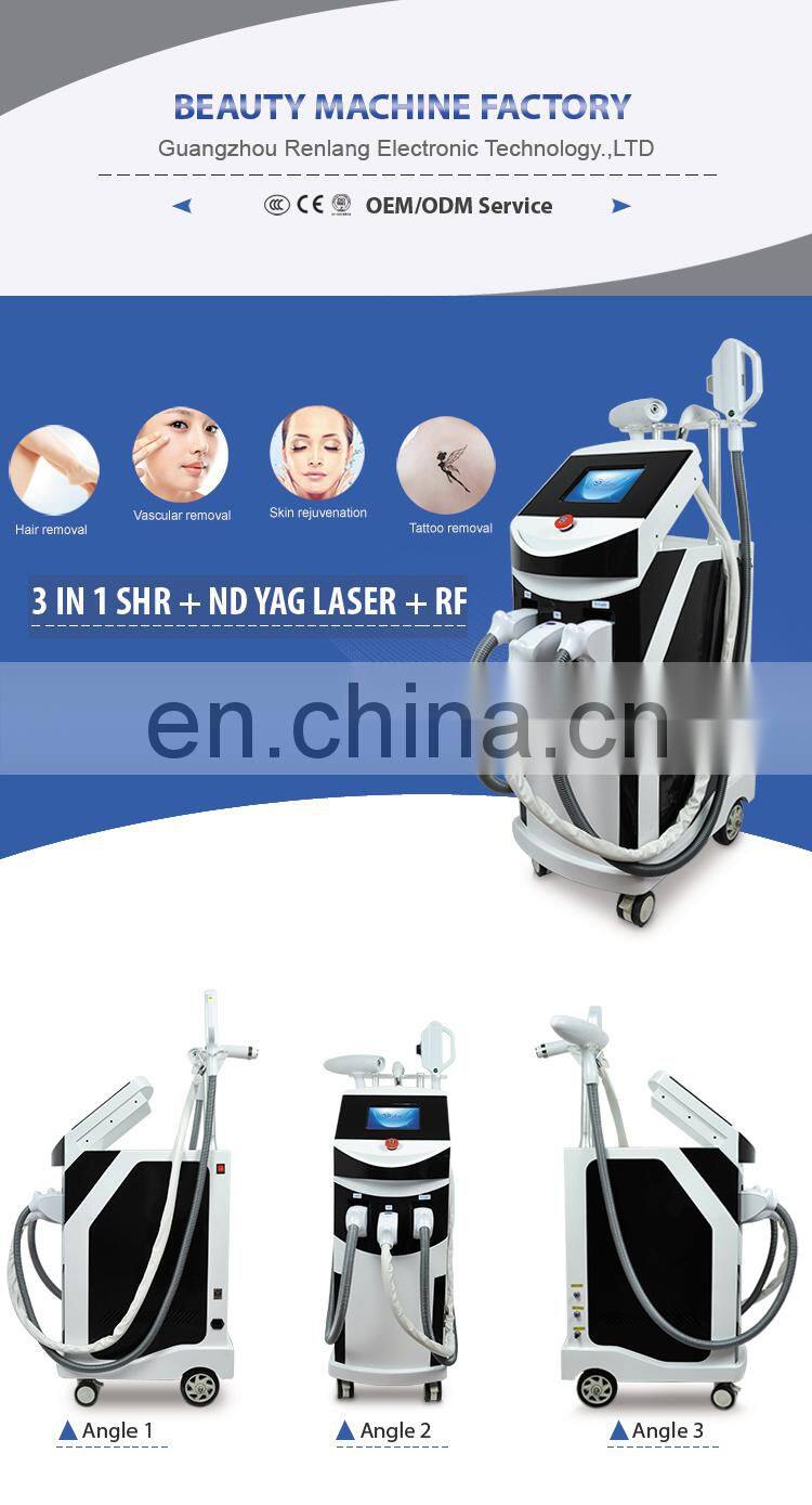 For spa OPT + Fractional RF + Nd Yag Laser 3 in 1 Skin Tightening Tattoo Removal Permanent Hair Removal for men