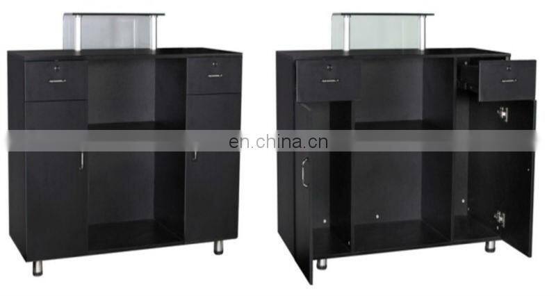 white glass top modern reception desk for beauty salon