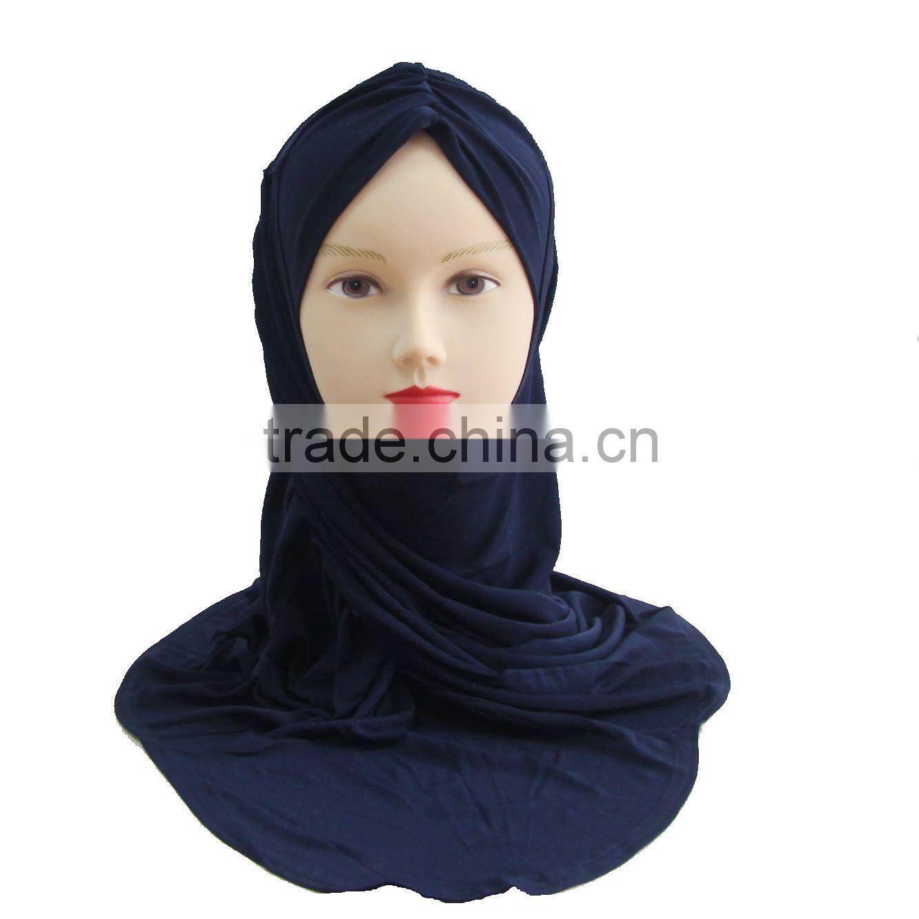 A239 Newest design solid color ruffle Lycra TWO Pieces HIJAB