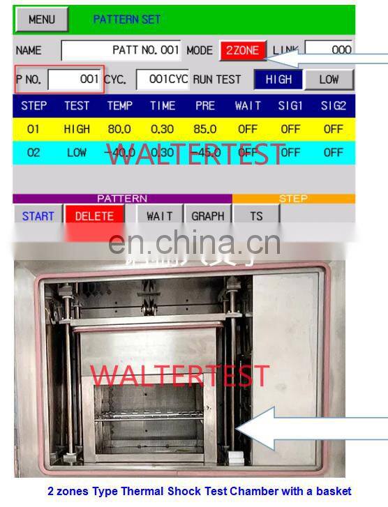 2 zones or 3 zones Type rapid temperature change hot and cold shock testing chamber