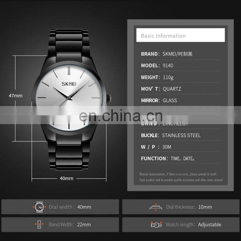 2018 Popular Thailand watch Skmei 9140 men watches japan movt quartz watch stainless steel caseback