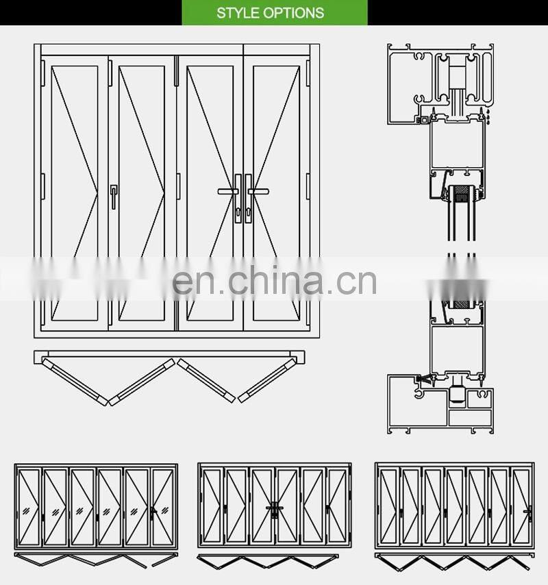 heat insulation material soundproof glass folding door