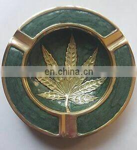 metal shiny gold leaf ashtray