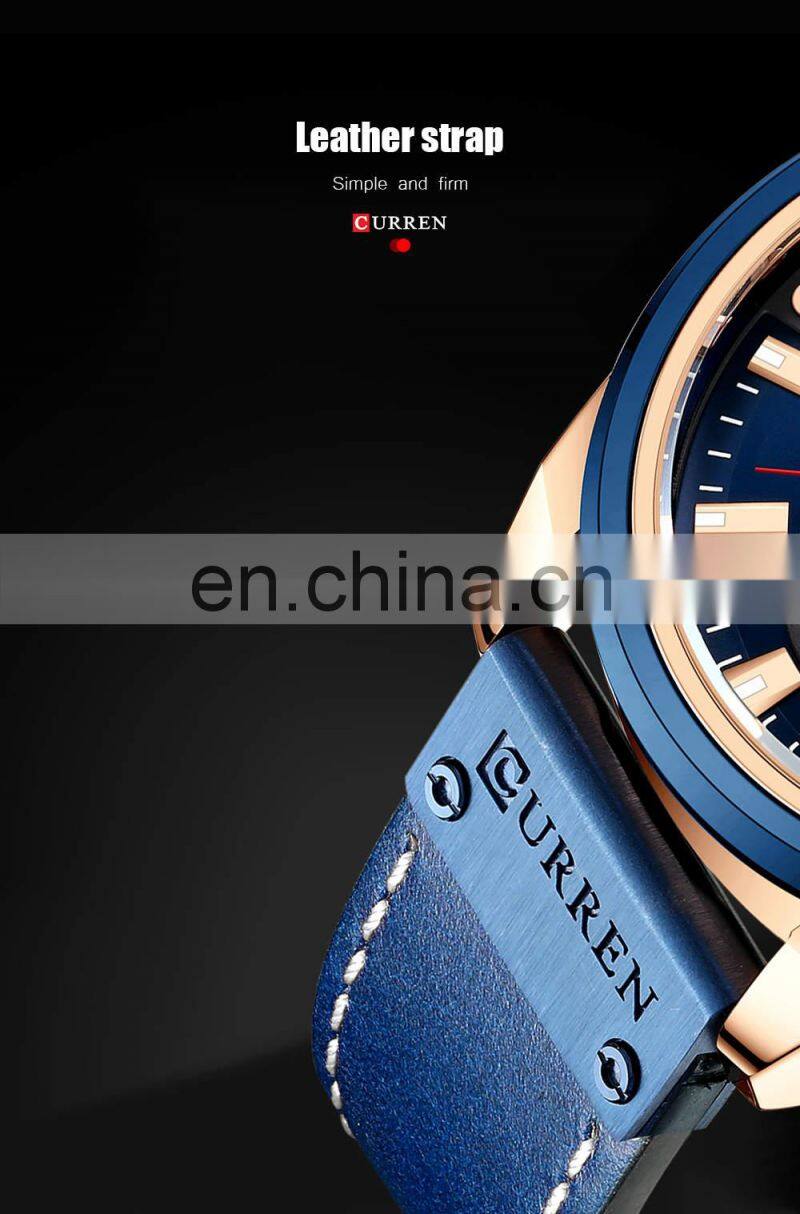 CURREN 8394 New Man Quartz Watches Wristwatches Business Clock Male Chronograph watch with leather
