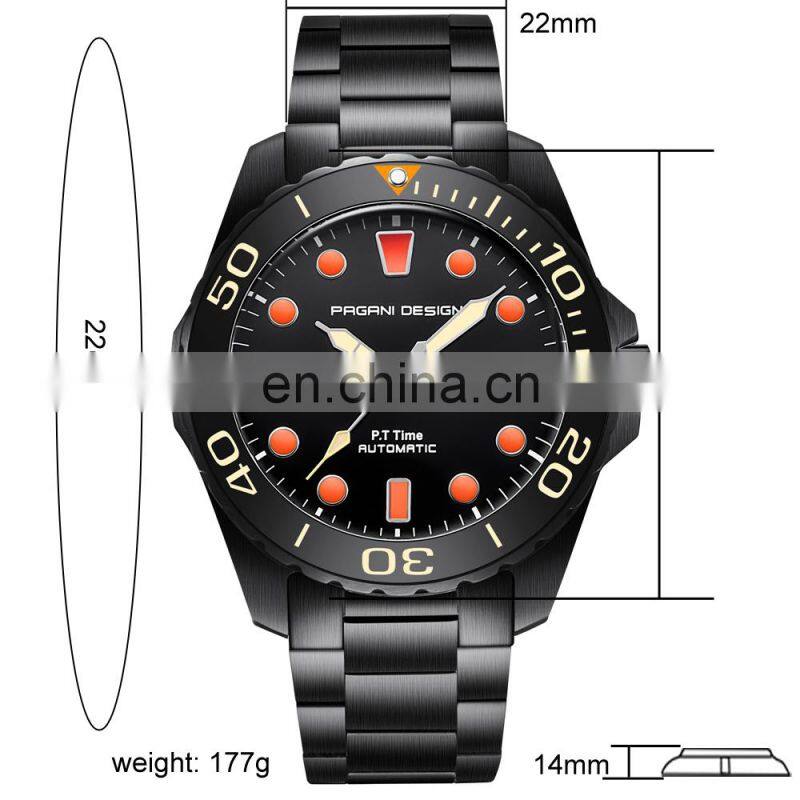 PAGANI DESIGN 1632 Men's Mechanical Fashion Luxury Brand Automatic Self-Wind Stainless Steel Wrist Watch
