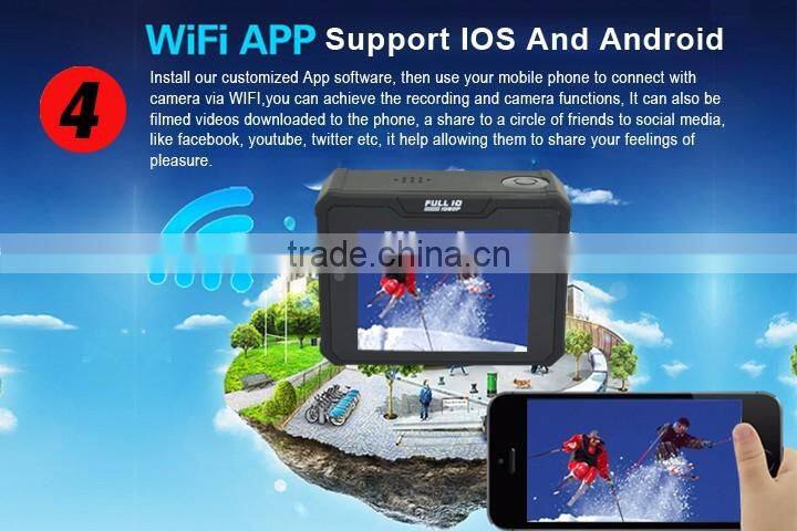 2015 New Design 4k technology 50m waterproof wifi sport camera