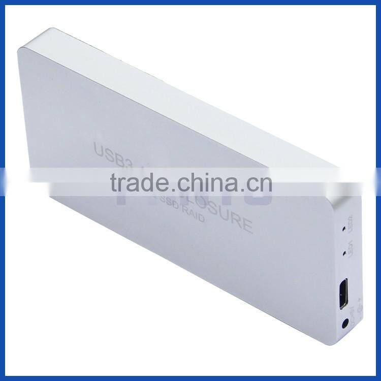 Aluminium M.2 SSD box USB3.1 Gen 2 10 Gbps type C to daul NGFF M.2 2280 mm Key B SATA based SSD Raid 0 Raid 1 enclosure