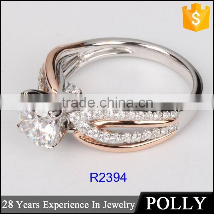 2016 high quality 925 cz wedding ring rose gold plated jewelry