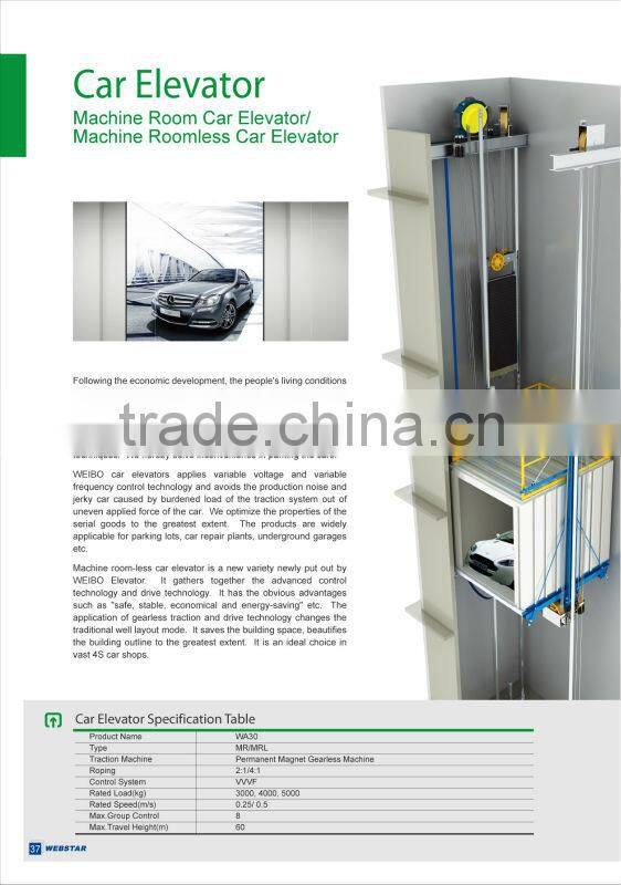 Car elevator with large car areas