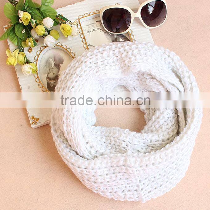 Wholesale Fashion Plain Solid Color Wool Circle Loop Infinity Women Knitted Scarf