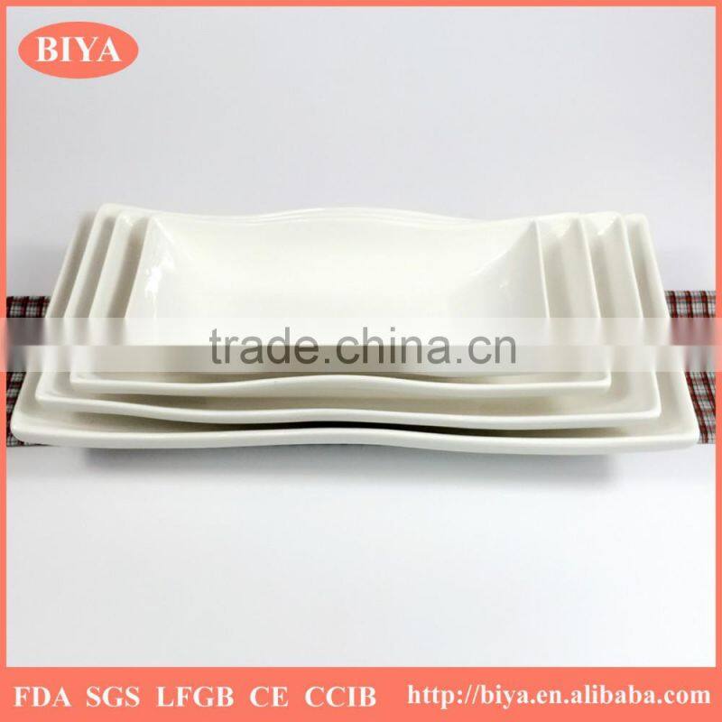 wave plate strengthen porcelain durable porcelain sepecial design different size wave edge square rectangular soup plate