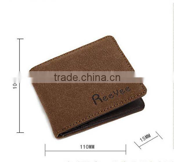 New Mens Boys Plain Canvas Velcro Leather wallet with id window