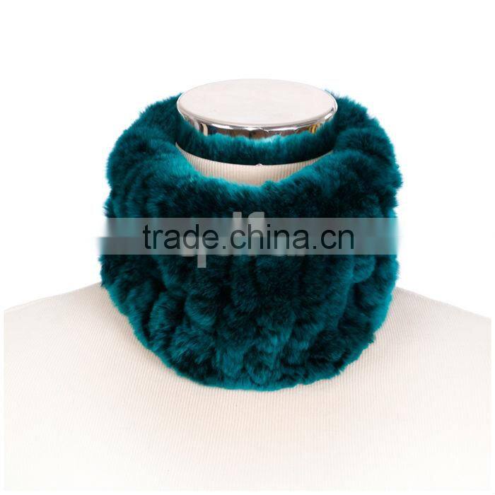 QD30440 Lady New Design Warmer Real Rex Rabbit Fur Scarf