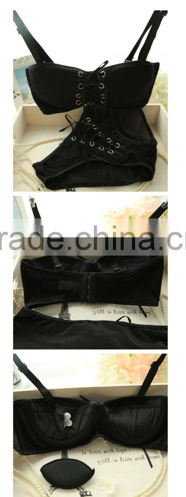 Black Tie-Down Straps Custom Underwear Bra