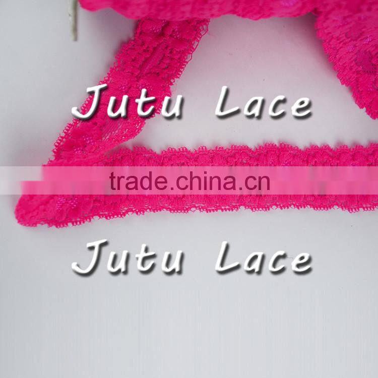 Hot Pink Lace Elastic - Choose 1 or more colors 1 inch for Baby Headbands - Hairbow Supplies, Etc