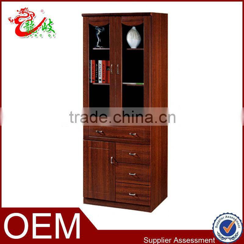 hot sale home furniture 2 glass door cabinet office bookcase display shelving rack F022