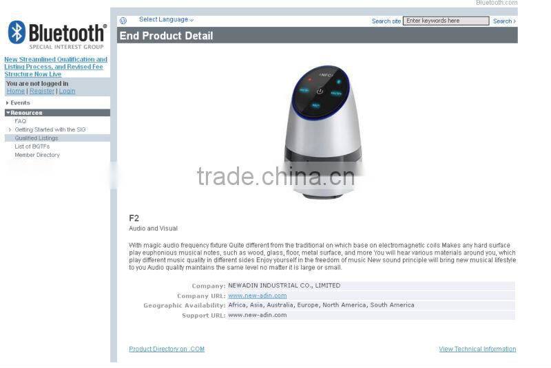 Bluetooth Chipset CSR 4.0 Vibration Speaker Portable System for iPhone, iPod, MP3, PC.