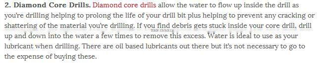 Diamond Core Drill bit for Glass Ceramic Tiles