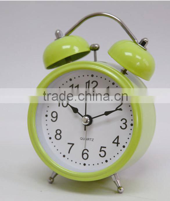 4.5" twin bell alarm clock, quartz analog table alarm clock, belling desk clock,