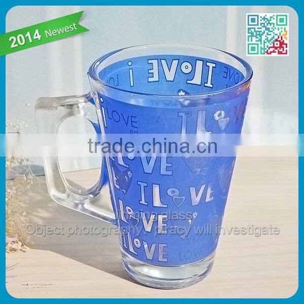 Hot sale high quality coffee glass with handle wholesale colored coffee glass