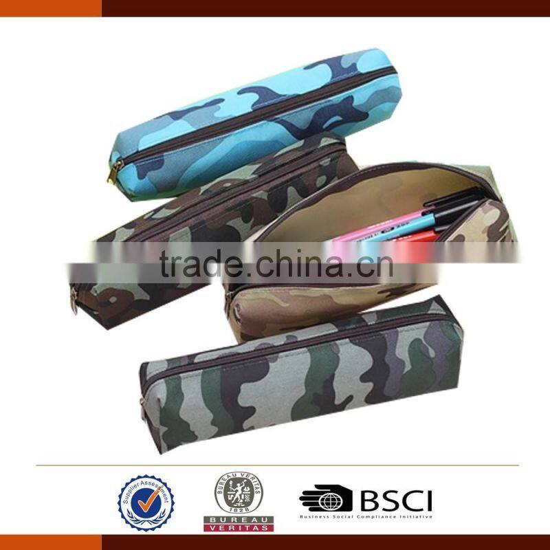 Wholesale Round 600D camouflage pencil case for kids