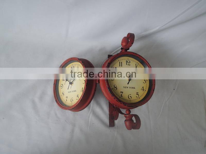 Distressed metal double sided wall clocks