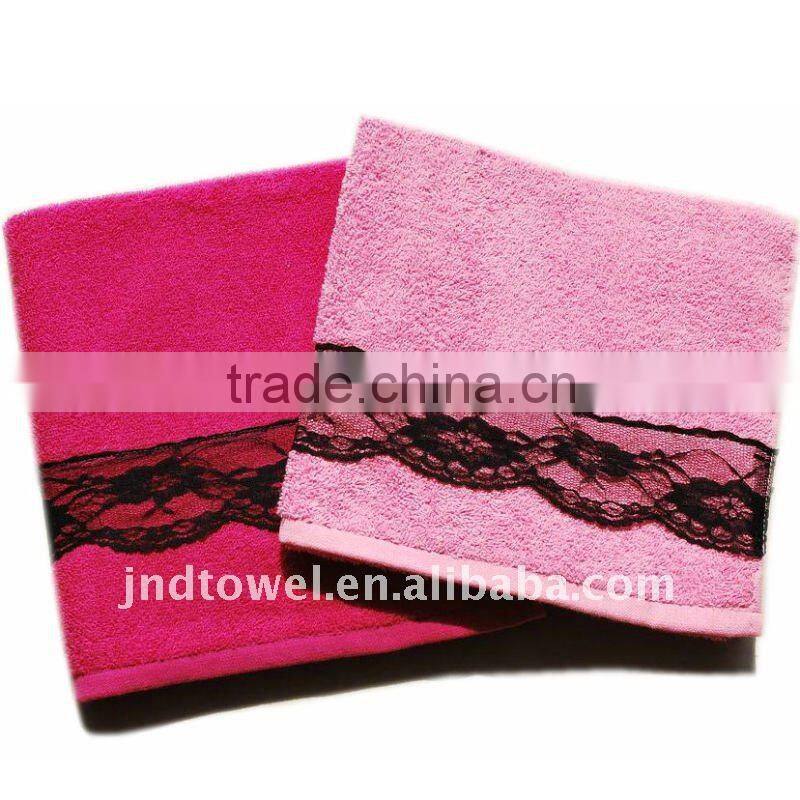 high quality cotton towel with print fabric lace