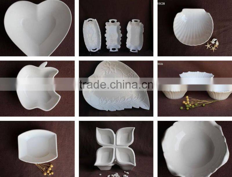 wholesale leaf design white porcelain dinner plate