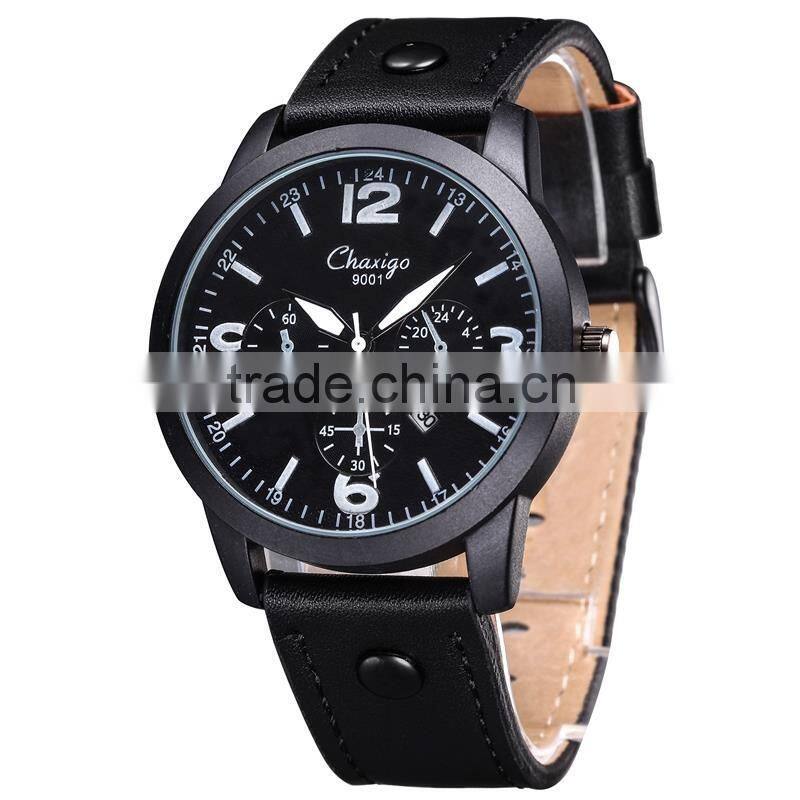 2016 chaxigo brand Fashion stylist Military Army Pilot leather Strap Sports Men's amy Watch