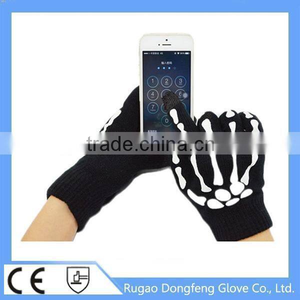Fashion Skeleton Bones Print Warm Texting Winter Gloves