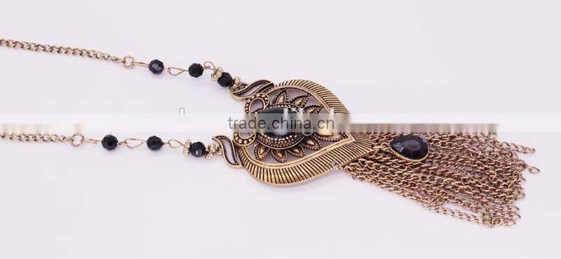 Unique chain Jewelry gold antique Tassels Necklace Fancy Big Heart Pendant Necklace GJ-094