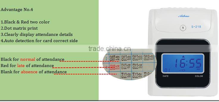 LCD display punch time card attendance machine