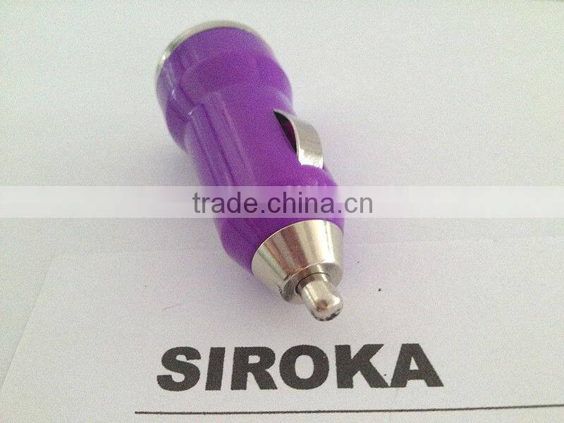 Purple Mini USB Bullet Dual Car Charger for Apple iPhone4S iPhone 5 iPod smartphones