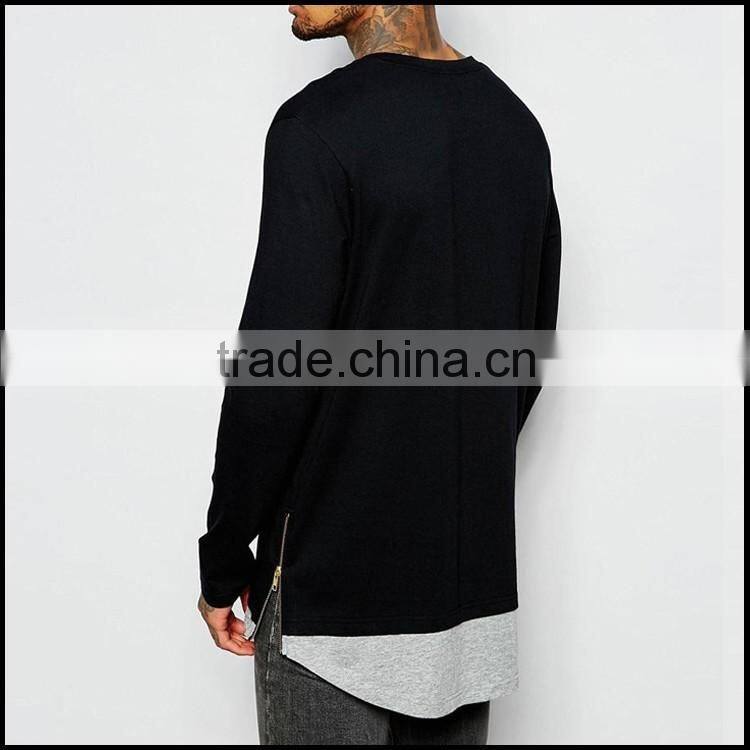 Longline Men Wholesale Blank Sweatshirts Crew Neck Long Sleeve New Design Custom Baseball Sweatshirt