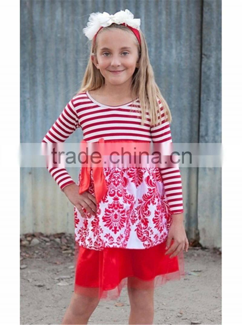 2016 newest fall children long sleeve dress boutique floral print multicolors ruffles lap dress outfits