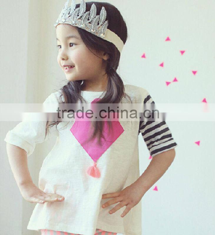 Blank T-shirt Dress with Pink Printing Kids T-shirt Wholesale