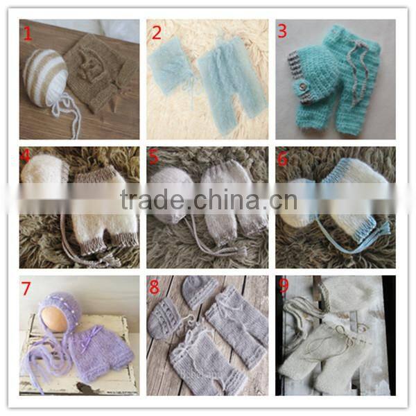 infant bonnet and pants knit crochet pattern baby photo prop