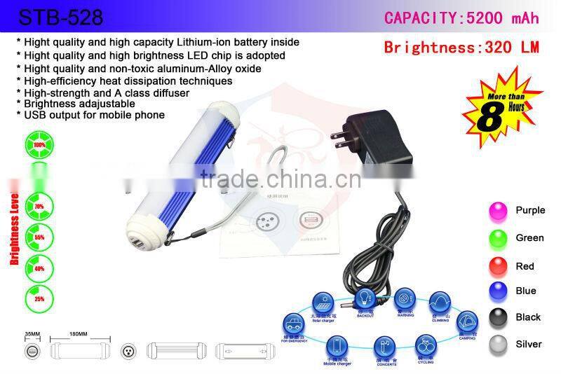 IP65 Waterproof LED Light Stick Emergency Charger Portable Flashlight Torch Camping Outdoor Lamp+Power adapter