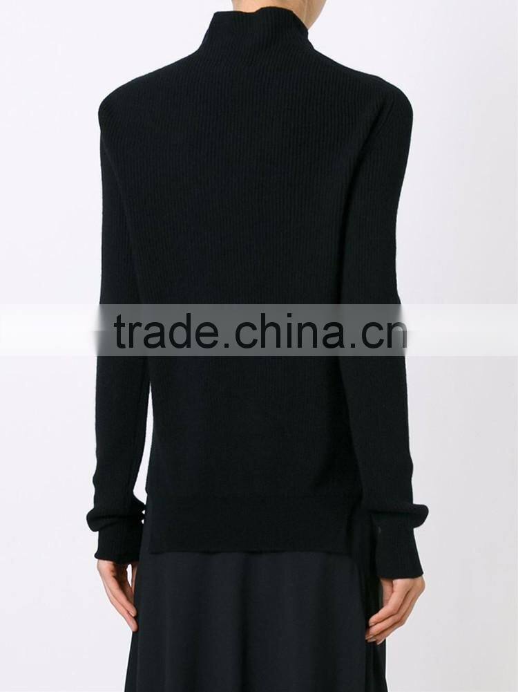 Black long sleeve woman wool Winter sweater