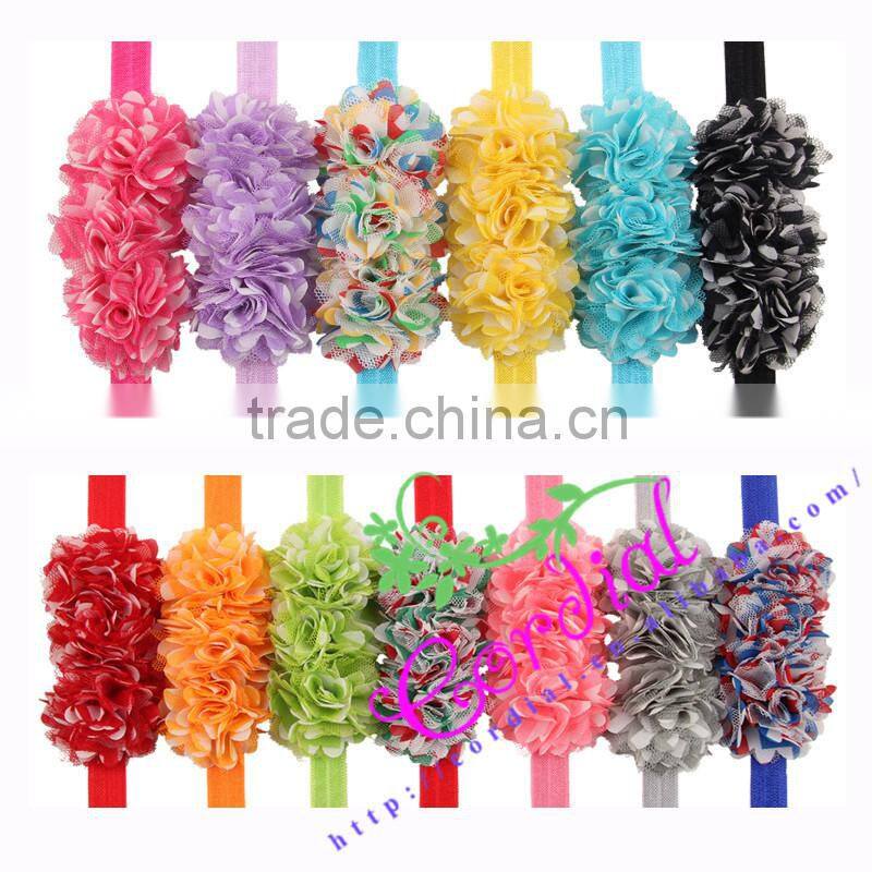 High Quality Shabby Chiffon Flower Trim,Chiffon Hair Flowers,Chiffon Flower Headband Cheap Wholesale