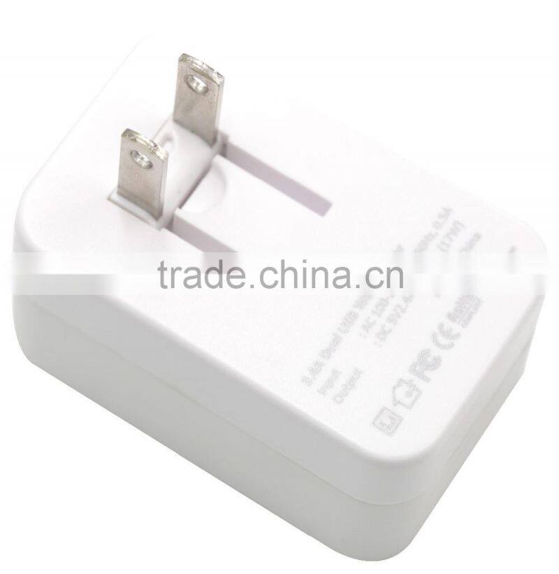 UK standard 5V 3.4A universal dual usb wall charger for home and travel charger