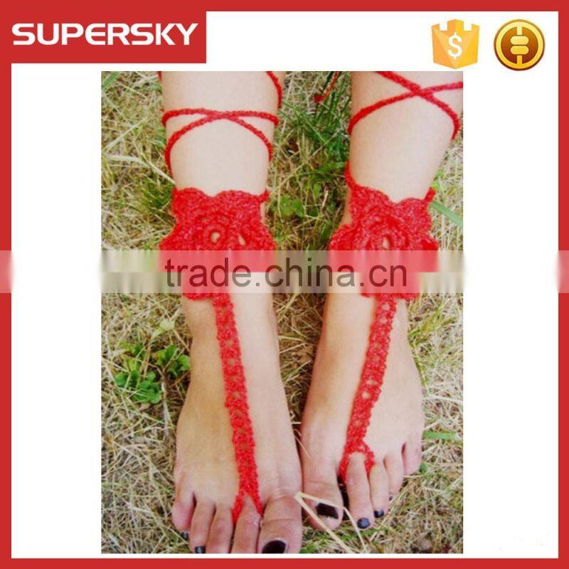 V-992 Latest Crochet Bridal Sandals Bridal Foot Jewelry Handmade Bracelet Anklet Chain