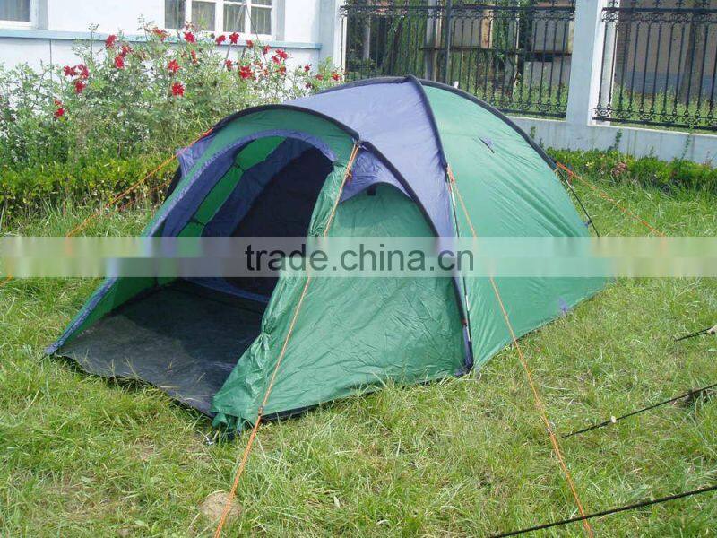 Nylon Fabric and Fiberglass Pole Material 2 room camping tent