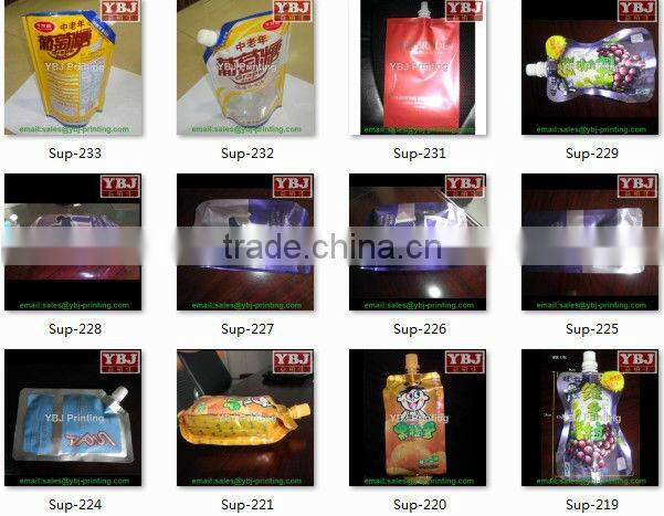 juice plastic packaging stand up pouch with spout