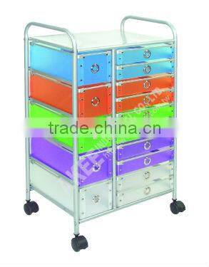 Plastic organizer drawer storage rolling cart