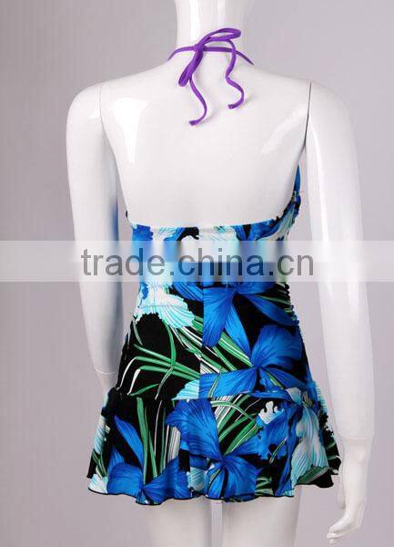 Blue floral sex bathing suit one piece swimsuit / elegant beach wear / full body swimwear women