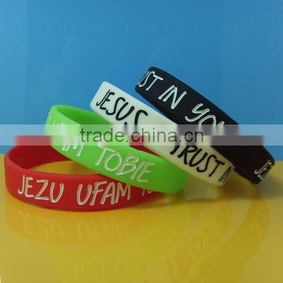 Debossed silicone wristband, Ink filled bracelet, Engraved wristband