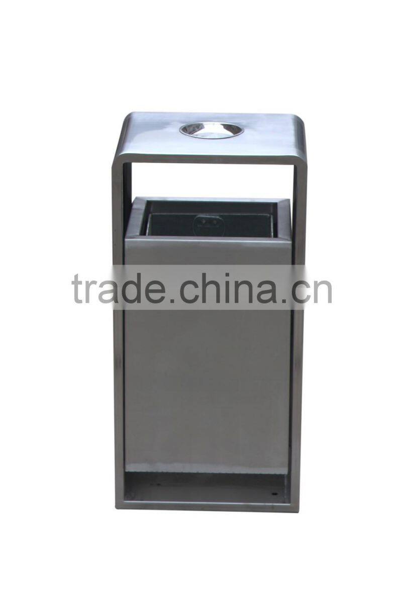 BS01c Arlau durable single outdoor metal trash bin with Ashtray