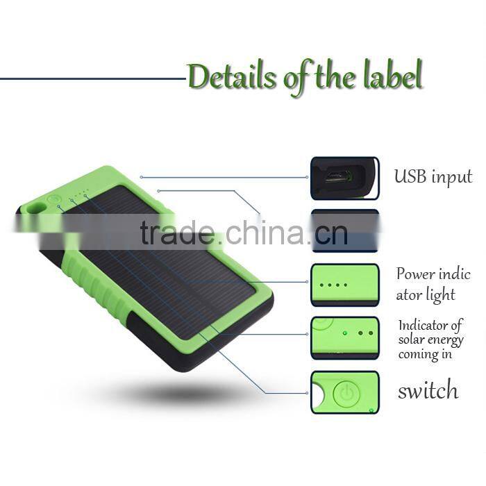 2015 solar power bank /cellphone battery chargers/backup charger 6000mah aa battery